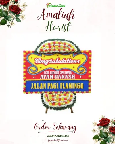 Bunga Papan Congratulation di Belakang Pondok